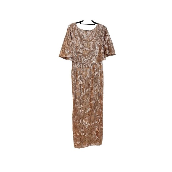 JS Collections Evalina Column Gown Boat Neck Mink Women's Size 4 NWT - Picture 6 of 12